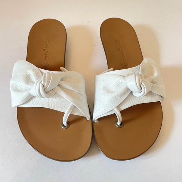 PAUL GREEN Paula White Knot Leather Slide Sandals 6.5/9 Comfort shoe